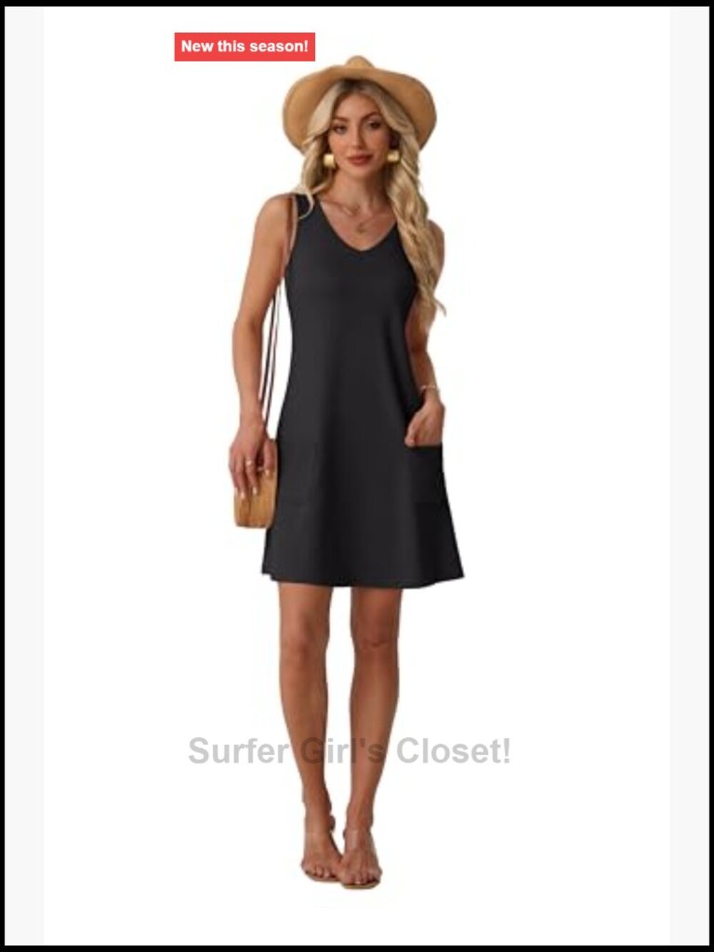 V Neck Sleeveless Tank Dress with Pockets for Summer Beach Vacation - Picture 4 of 7